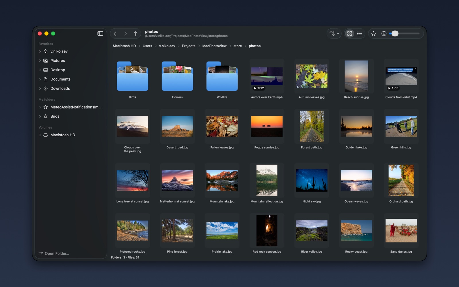 Browser window with a grid of photos