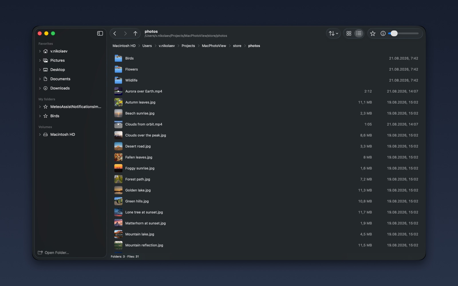 Folder contents as a list